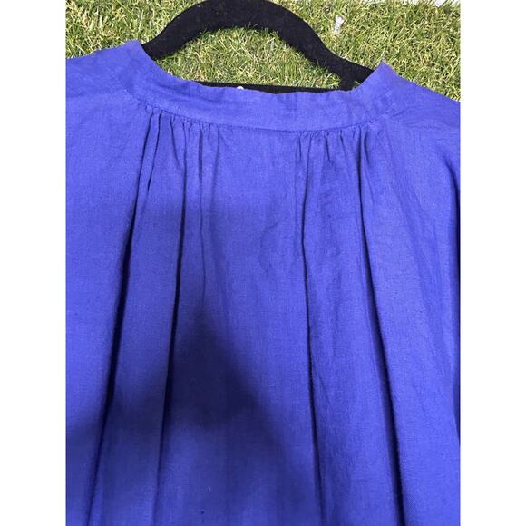 Aspesi Linen Maxi Dress Blue V-Neckline Relaxed Fit Casual Summer Size S Small - Picture 9 of 13